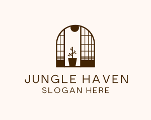 Wooden Window Plant logo design