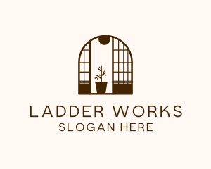 Wooden Window Plant logo design