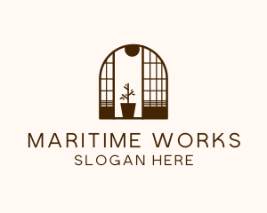 Wooden Window Plant logo design