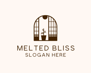 Wooden Window Plant logo design