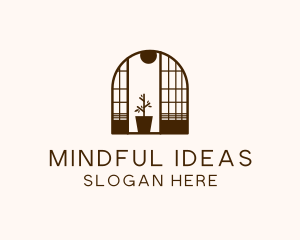 Wooden Window Plant logo design