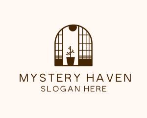 Wooden Window Plant logo design