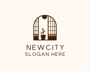 Wooden Window Plant logo design