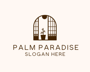 Wooden Window Plant logo design