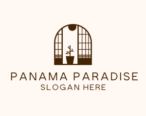 Wooden Window Plant logo design