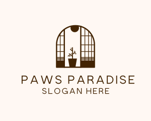 Wooden Window Plant logo design