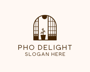 Wooden Window Plant logo design