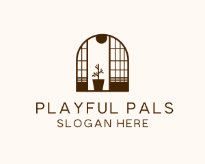 Wooden Window Plant logo design