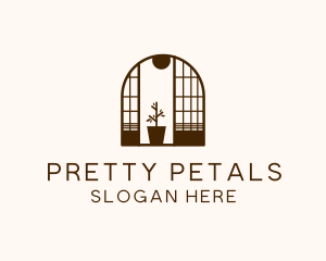 Wooden Window Plant logo design