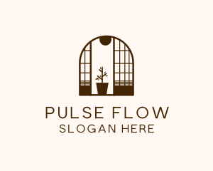 Wooden Window Plant logo design