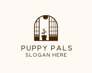 Wooden Window Plant logo design