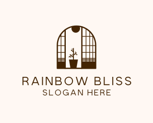 Wooden Window Plant logo design