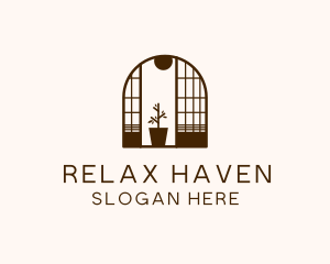 Wooden Window Plant logo design