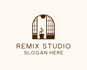 Wooden Window Plant logo design