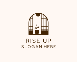 Wooden Window Plant logo design