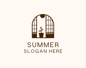 Wooden Window Plant logo design