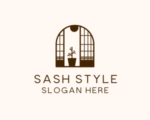 Wooden Window Plant logo design