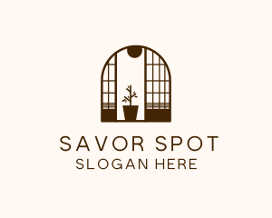 Wooden Window Plant logo design