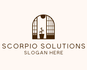 Wooden Window Plant logo design