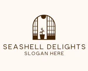 Wooden Window Plant logo design