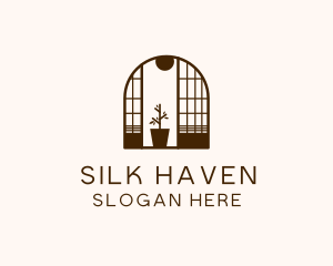 Wooden Window Plant logo design