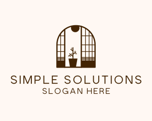 Wooden Window Plant logo design