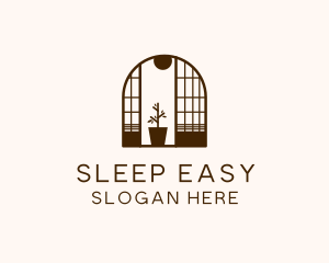 Wooden Window Plant logo design