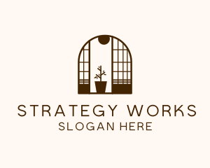 Wooden Window Plant logo design