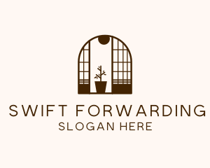 Wooden Window Plant logo design