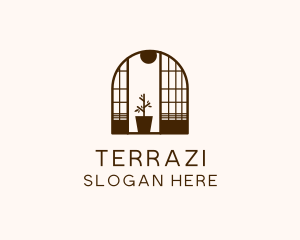 Wooden Window Plant logo design