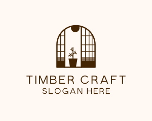 Wooden Window Plant logo design