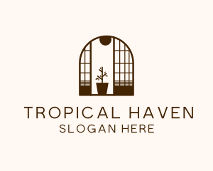 Wooden Window Plant logo design