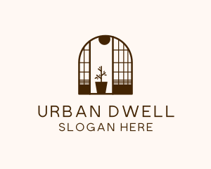 Wooden Window Plant logo design