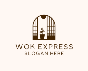 Wooden Window Plant logo design