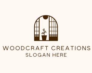 Wooden Window Plant logo design