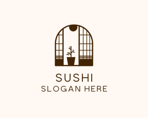 Wooden Window Plant logo design