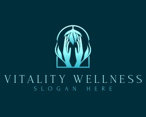 Wellness Flower Hand logo design