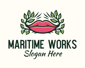 Organic Plant Lips logo design