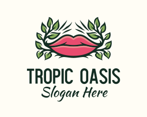 Organic Plant Lips logo design