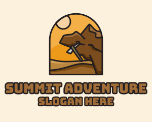 Climbing - Mountain Climbing Sunset logo design