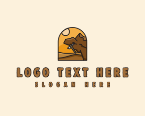 Rock Climbing - Mountain Climbing Sunset logo design