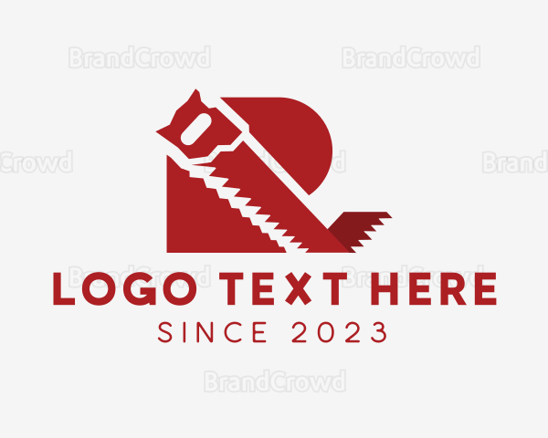 Red Saw Handyman Letter R Logo