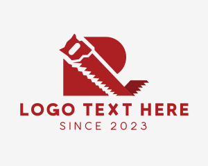 Repair Service - Red Saw Handyman Letter R logo design