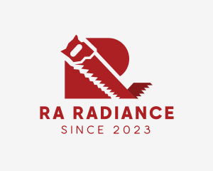 Red Saw Handyman Letter R  logo design