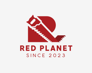 Red Saw Handyman Letter R  logo design