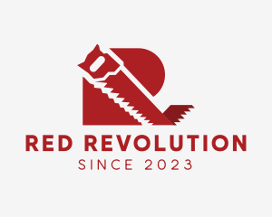 Red Saw Handyman Letter R  logo design