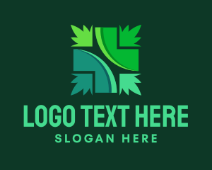 Hemp - Organic Cross Medical Leaves logo design