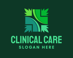 Organic Cross Medical Leaves logo design