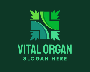 Organic Cross Medical Leaves logo design