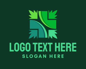 Green - Organic Cross Medical Leaves logo design